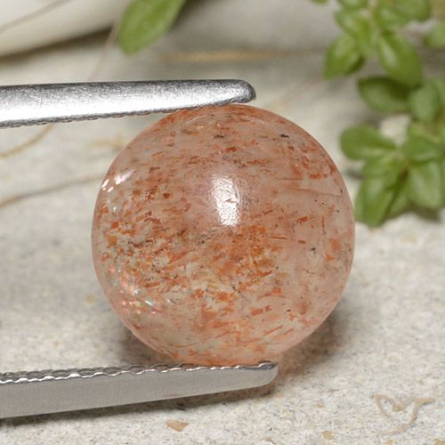 2.10ct Натуральный Светло-оранжевый тигровый Солнечный камень, Круглый, Полупрозрачный