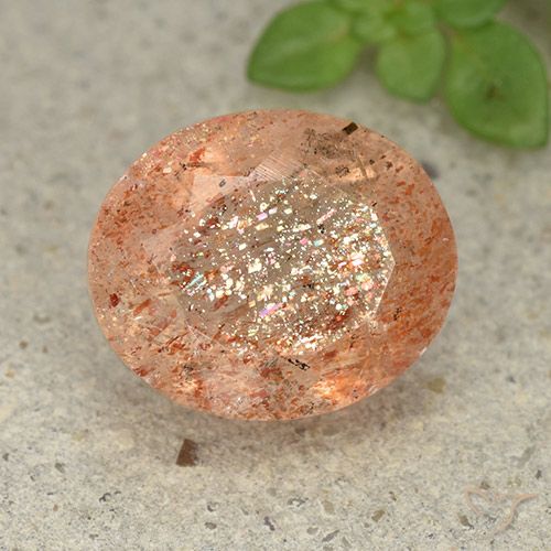 5.04ct Натуральный Светло-оранжевый Солнечный камень, Овал, Полупрозрачный