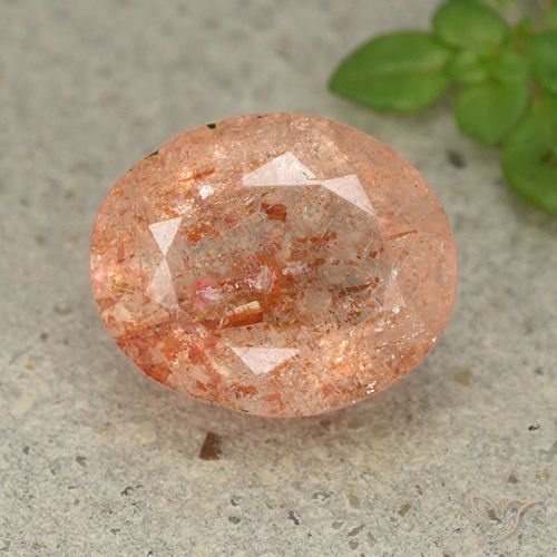 3.89ct Натуральный Светло-оранжевый Солнечный камень, Овал, Полупрозрачный