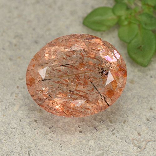 4.60ct Натуральный Красновато-оранжевый Солнечный камень, Овал, Полупрозрачный