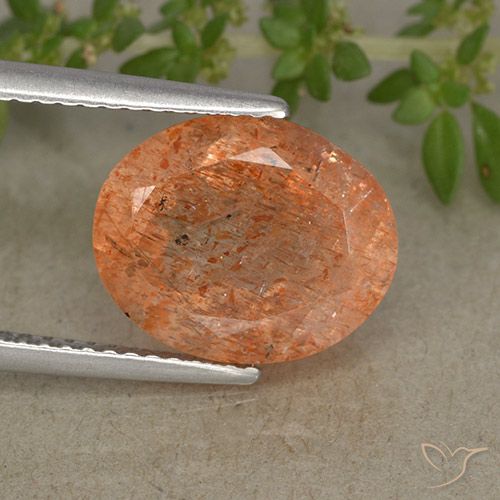 4.72ct Натуральный Средний апельсин Солнечный камень, Овал, Полупрозрачный