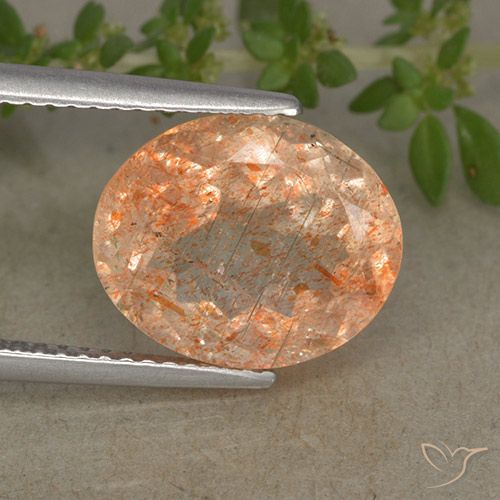 4.83ct Натуральный Светло-оранжевый Солнечный камень, Овал, Полупрозрачный