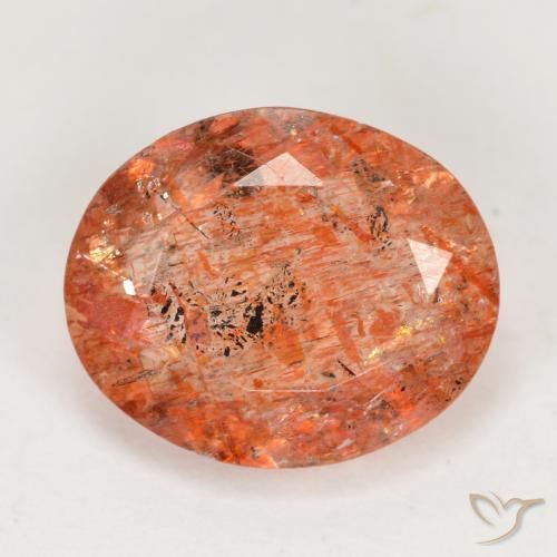 3.69ct Натуральный Средний апельсин Солнечный камень, Овал, Полупрозрачный