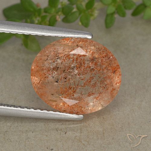 3.90ct Натуральный Красновато-оранжевый Солнечный камень, Овал, Полупрозрачный