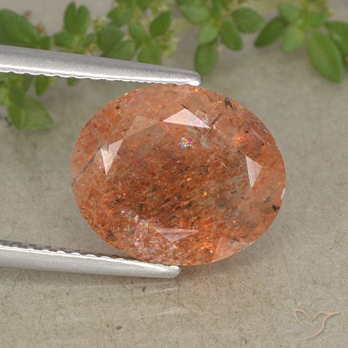 4.32ct Натуральный Средний апельсин Солнечный камень, Овал, Полупрозрачный