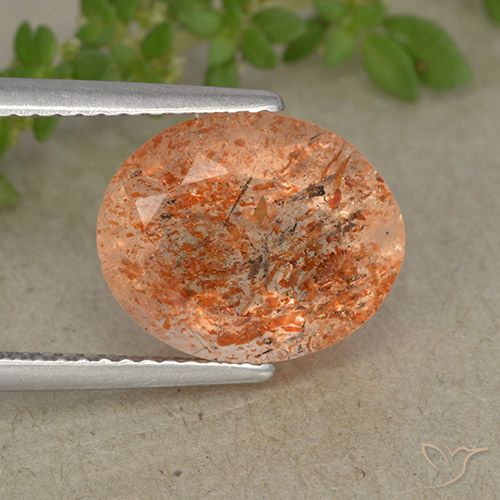 4.37ct Натуральный Красновато-оранжевый Солнечный камень, Овал, Полупрозрачный
