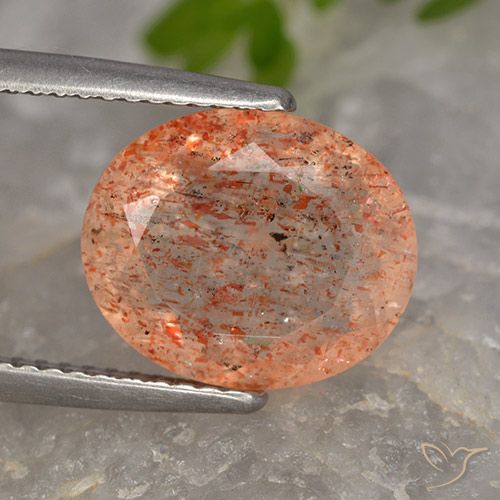 4.55ct Натуральный Средне-светло-оранжевый Солнечный камень, Овал, Полупрозрачный