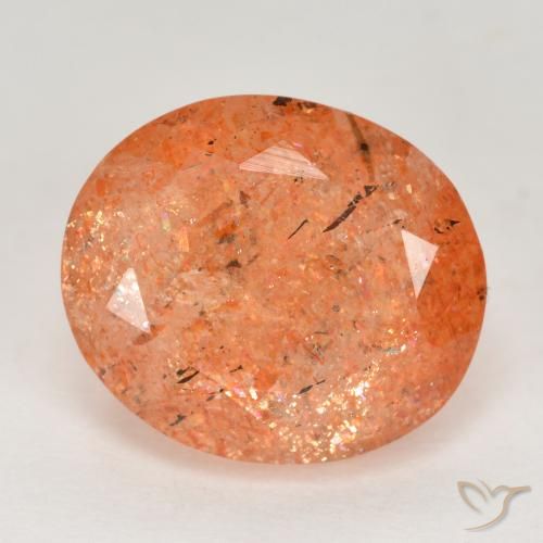 5.10ct Натуральный Красновато-оранжевый Солнечный камень, Овал, Полупрозрачный