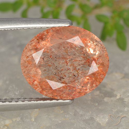 4.73ct Натуральный Средне-светло-оранжевый Солнечный камень, Овал, Полупрозрачный