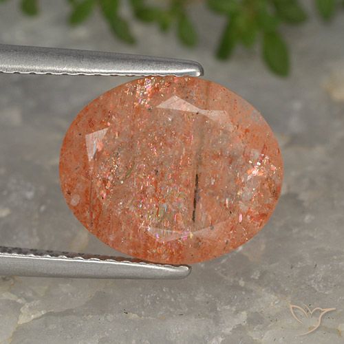 3.97ct Натуральный Красновато-оранжевый Солнечный камень, Овал, Полупрозрачный