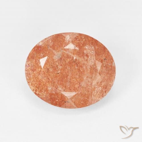 4.38ct Натуральный Красновато-оранжевый Солнечный камень, Овал, Полупрозрачный