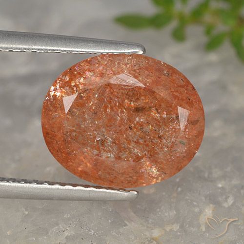 4.54ct Натуральный Красновато-оранжевый Солнечный камень, Овал, Полупрозрачный