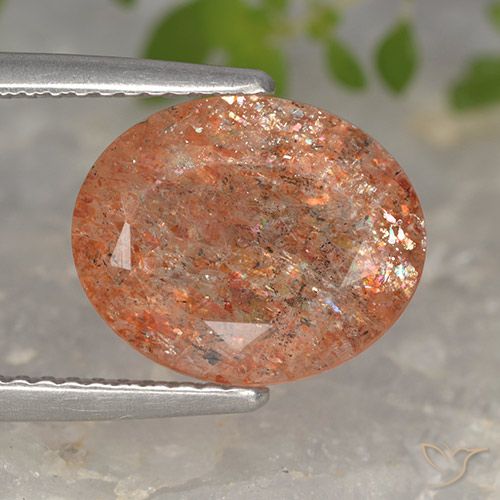 3.81ct Натуральный Красновато-оранжевый Солнечный камень, Овал, Полупрозрачный