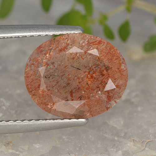 4.15ct Натуральный Красновато-оранжевый Солнечный камень, Овал, Полупрозрачный