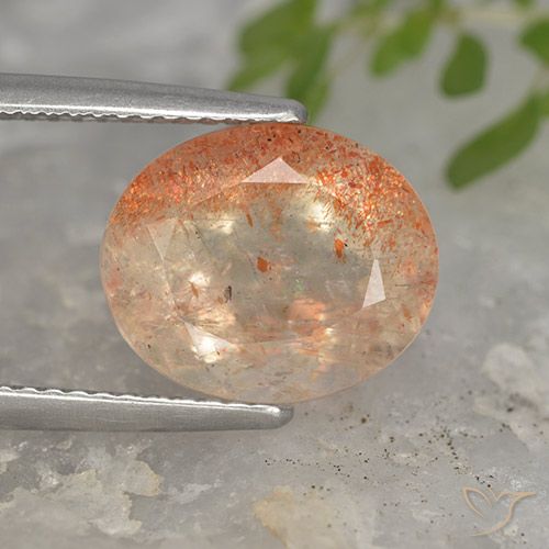 5.09ct Натуральный Светло-оранжевый тигровый Солнечный камень, Овал, Полупрозрачный