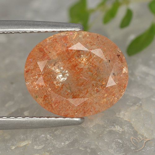 4.32ct Натуральный Красновато-оранжевый Солнечный камень, Овал, Полупрозрачный