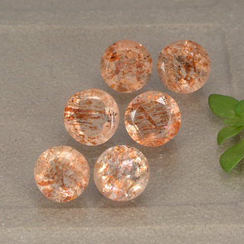 3.51 карата, натуральный Красновато-оранжевый Солнечный Камень, Огранка Круг, Полупрозрачный