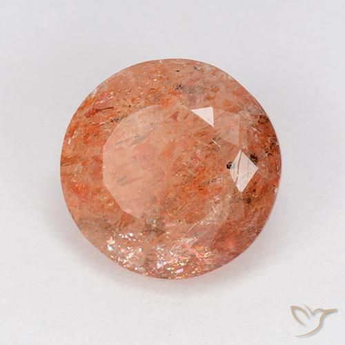 4.69ct Натуральный Красновато-оранжевый Солнечный камень, Круглый, Полупрозрачный