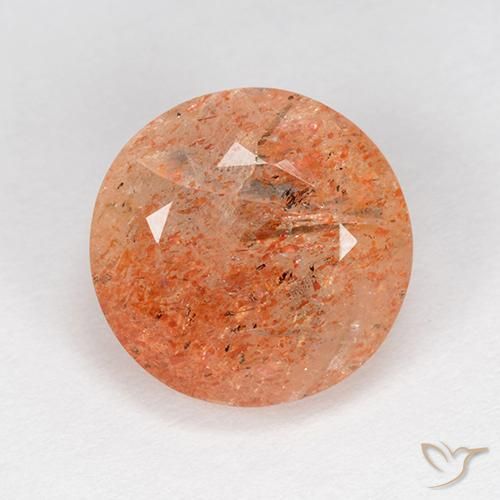 5.13ct Натуральный Средне-светло-оранжевый Солнечный камень, Круглый, Полупрозрачный