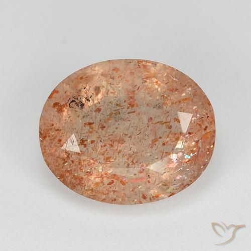 3.06ct Натуральный Светло-оранжевый Солнечный камень, Овал, Прозрачный