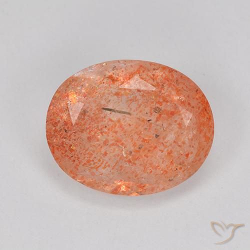 3.33ct Натуральный Ярко-оранжевый красный Солнечный камень, Овал, Полупрозрачный