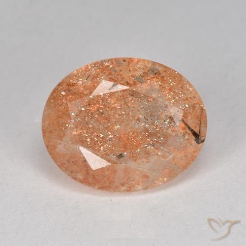 3.73ct Натуральный Светло-оранжевый Солнечный камень, Овал, Полупрозрачный