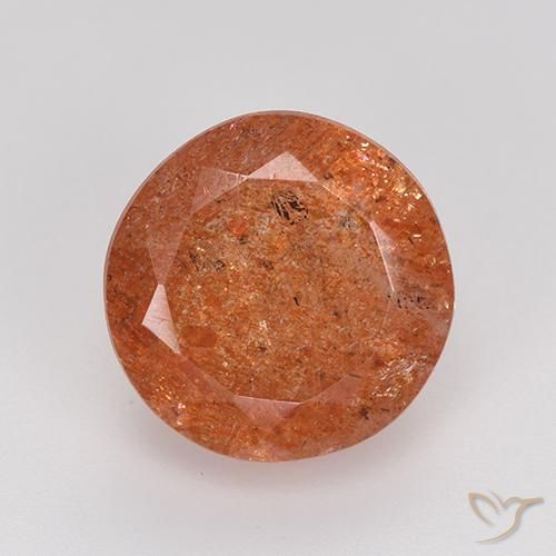 5.97ct Натуральный Красновато-оранжевый Солнечный камень, Круглый, Полупрозрачный
