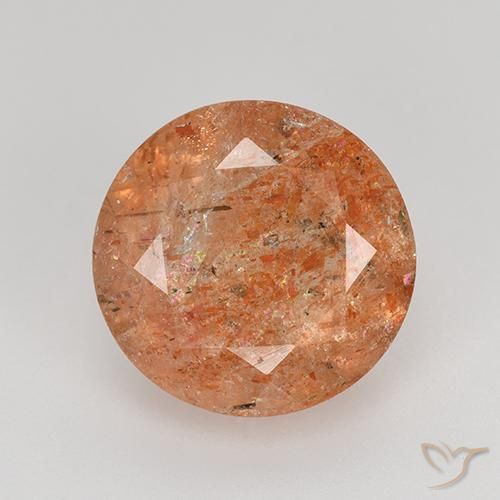 4.17ct Натуральный Средний апельсин Солнечный камень, Круглый, Полупрозрачный