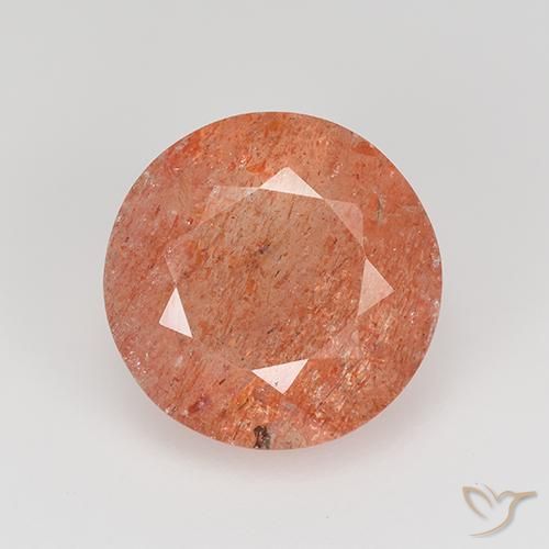 4.34ct Натуральный Красновато-оранжевый Солнечный камень, Круглый, Полупрозрачный