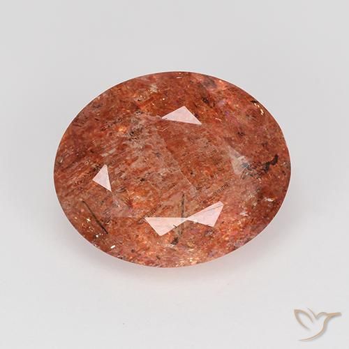 3.81ct Натуральный Средний красный Солнечный камень, Овал, Полупрозрачный