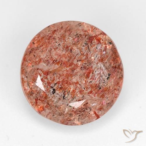 4.91ct Натуральный Красновато-оранжевый Солнечный камень, Круглый, Полупрозрачный