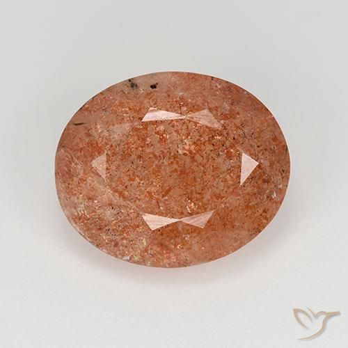 4.17ct Натуральный Средний апельсин Солнечный камень, Овал, Полупрозрачный