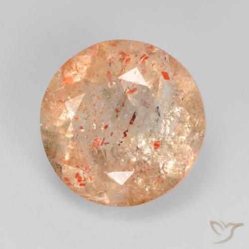 4.05ct Натуральный Светло-оранжевый тигровый Солнечный камень, Круглый, Прозрачный