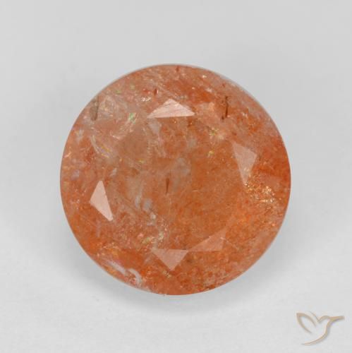 4.67ct Натуральный Красновато-оранжевый Солнечный камень, Круглый, Полупрозрачный