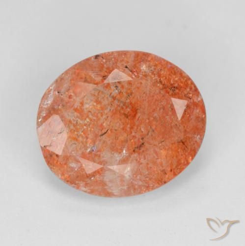 3.52ct Натуральный Средний красный Солнечный камень, Овал, Полупрозрачный
