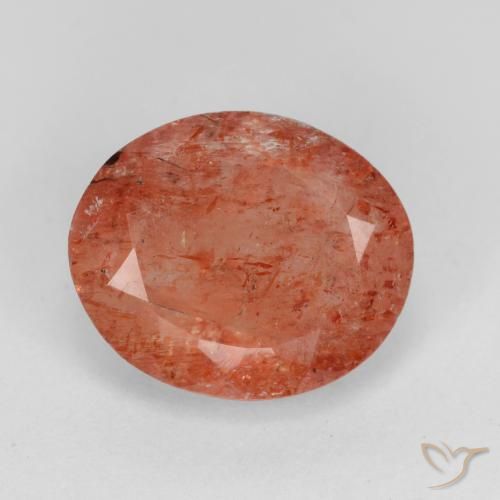 3.80ct Натуральный Средний красный Солнечный камень, Овал, Полупрозрачный