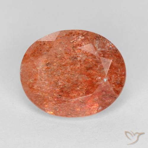 4.16ct Натуральный Средний красный Солнечный камень, Овал, Полупрозрачный
