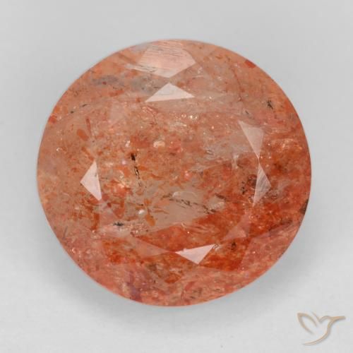 5.04ct Натуральный Средний красный Солнечный камень, Круглый, Полупрозрачный