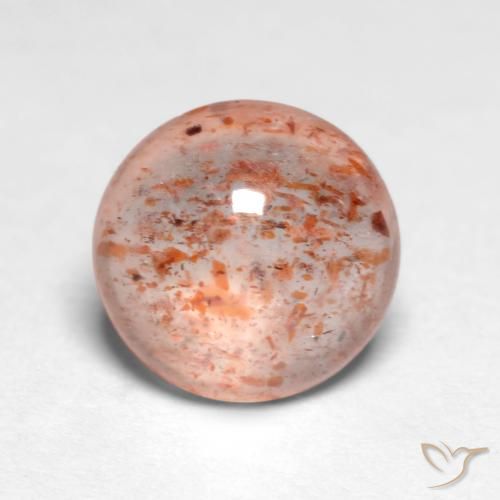 1.16ct Натуральный Перскиково-оранжевый Солнечный камень, Круглый, Полупрозрачный