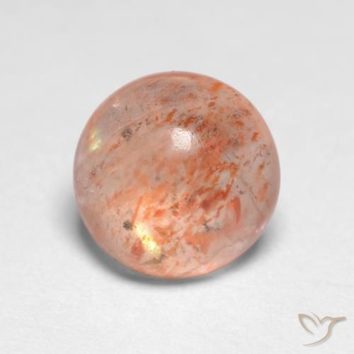 1.21ct Натуральный Светло-оранжевый Солнечный камень, Круглый, Полупрозрачный