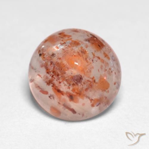 1.17ct Натуральный Перскиково-оранжевый Солнечный камень, Круглый, Полупрозрачный