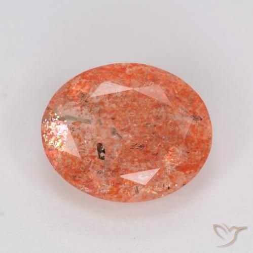 2.48ct Натуральный Средний красный Солнечный камень, Овал, Полупрозрачный