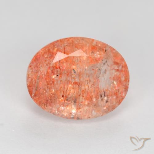 2.78ct Натуральный Средне-светло-оранжевый Солнечный камень, Овал, Полупрозрачный
