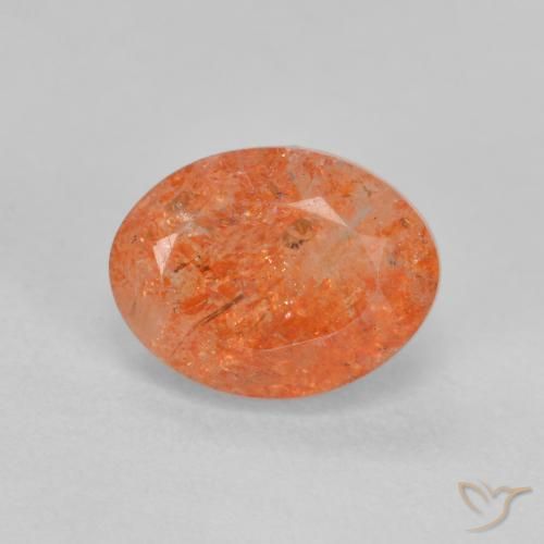 1.49ct Натуральный Ярко-оранжевый Солнечный камень, Овал, Полупрозрачный
