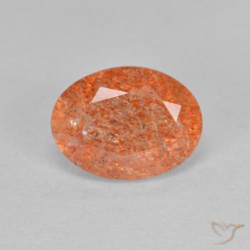 1.29ct Натуральный Средний апельсин Солнечный камень, Овал, Полупрозрачный