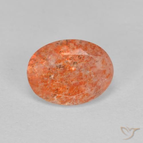 1.26ct Натуральный Красновато-оранжевый Солнечный камень, Овал, Полупрозрачный