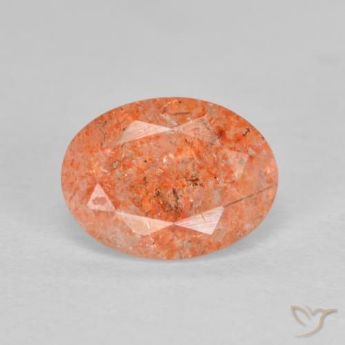 1.34ct Натуральный Красновато-оранжевый Солнечный камень, Овал, Полупрозрачный