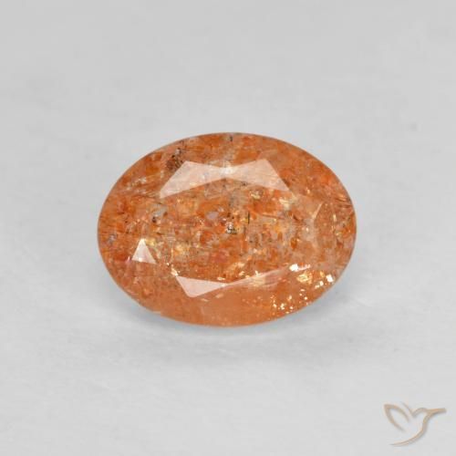 1.25ct Натуральный Красновато-оранжевый Солнечный камень, Овал, Полупрозрачный