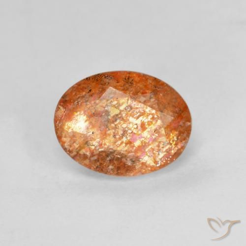 1.31ct Натуральный Красновато-оранжевый Солнечный камень, Овал, Полупрозрачный