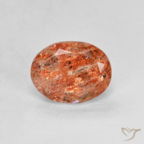 1.53ct Натуральный Теплый апельсин Солнечный камень, Овал, Полупрозрачный